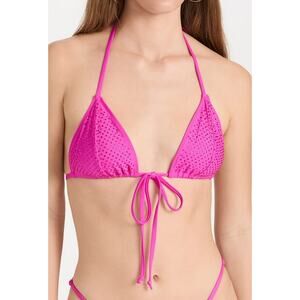 $109 Good American Tiny Ties Bikini Top Pink Glow Size Med